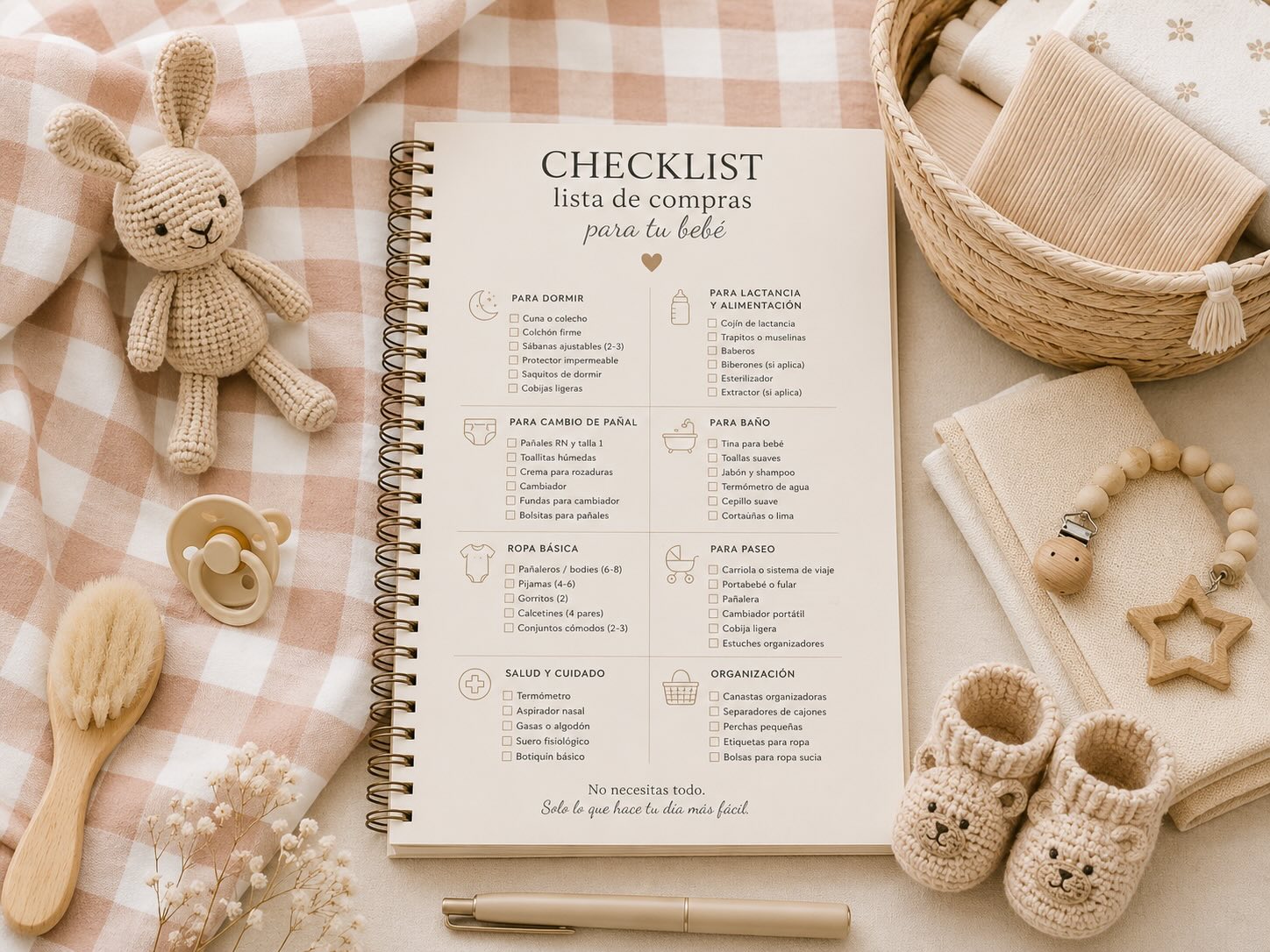 Checklist de compras para tu bebé: lo que sí necesitas antes de que nazca