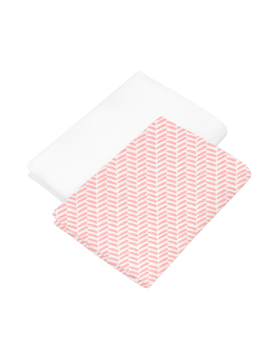 Set de 2 Sábanas de Cajón para Colecho/Corral (74x110) - Chevron Rosa