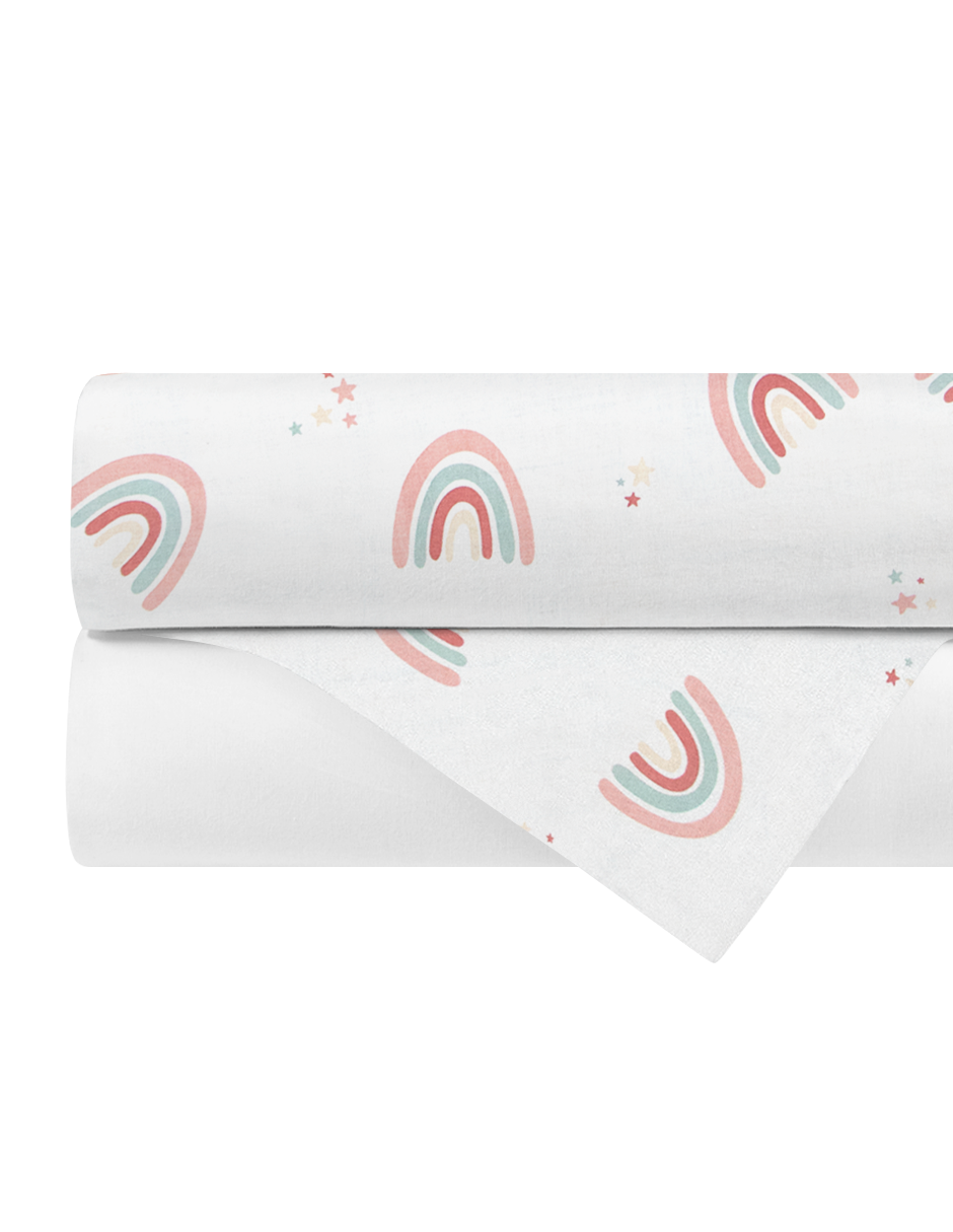 Set de 2 Sábanas de Cajón para Mini Colecho (50x90) - Arcoiris Love