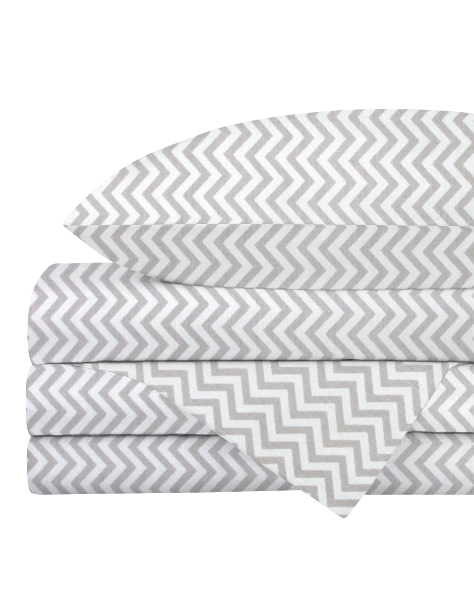 Juego de Sábanas de 3 Piezas para Colecho/Corral (74x110) - Chevron Gris