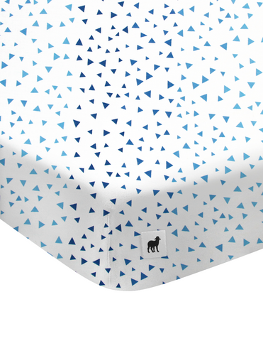 Sábana de Cajón para Mini Colecho (50x90) - Triangulitos Azules