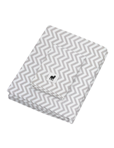 Juego de Sábanas de 3 Piezas para Colecho/Corral (74x110) - Chevron Gris