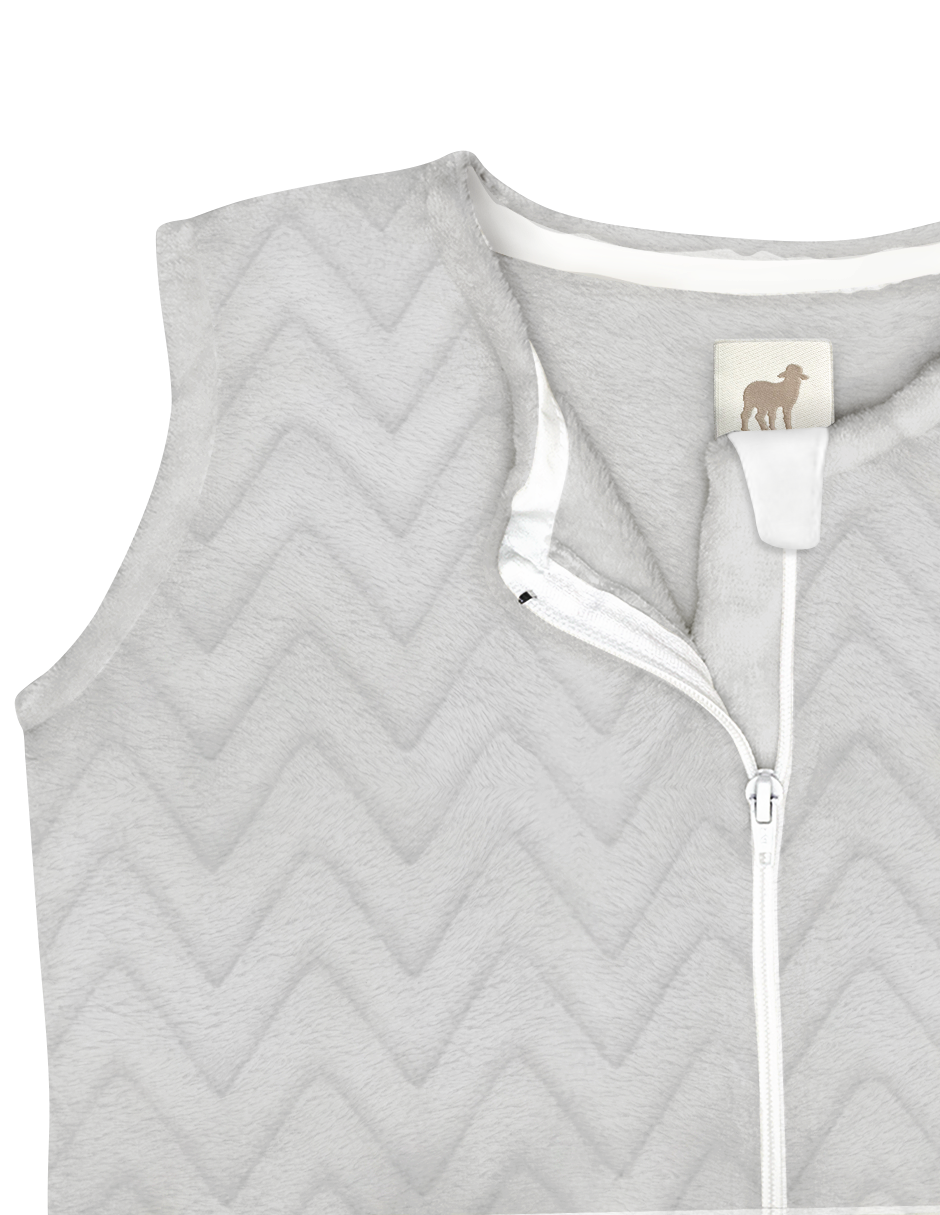 Saco de Dormir para Bebé con Abertura para Pies - Afelpado - Zig Zag Gris Perla