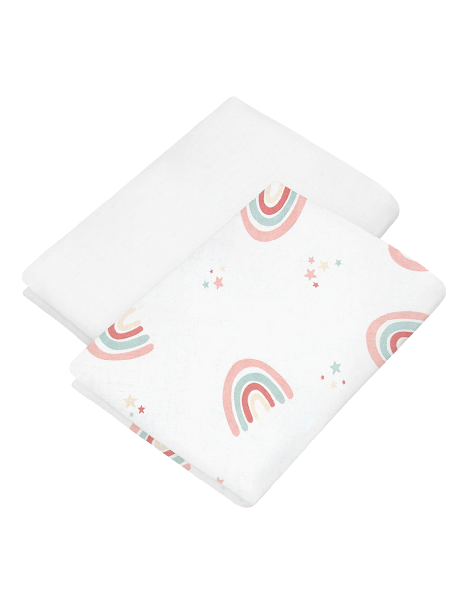 Set de 2 Sábanas de Cajón para Mini Colecho (50x90) - Arcoiris Love