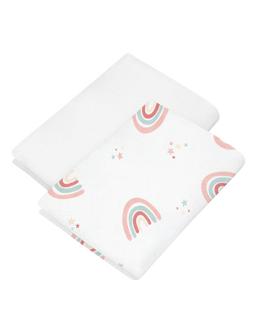 Set de 2 Sábanas de Cajón para Mini Colecho (50x90) - Arcoiris Love