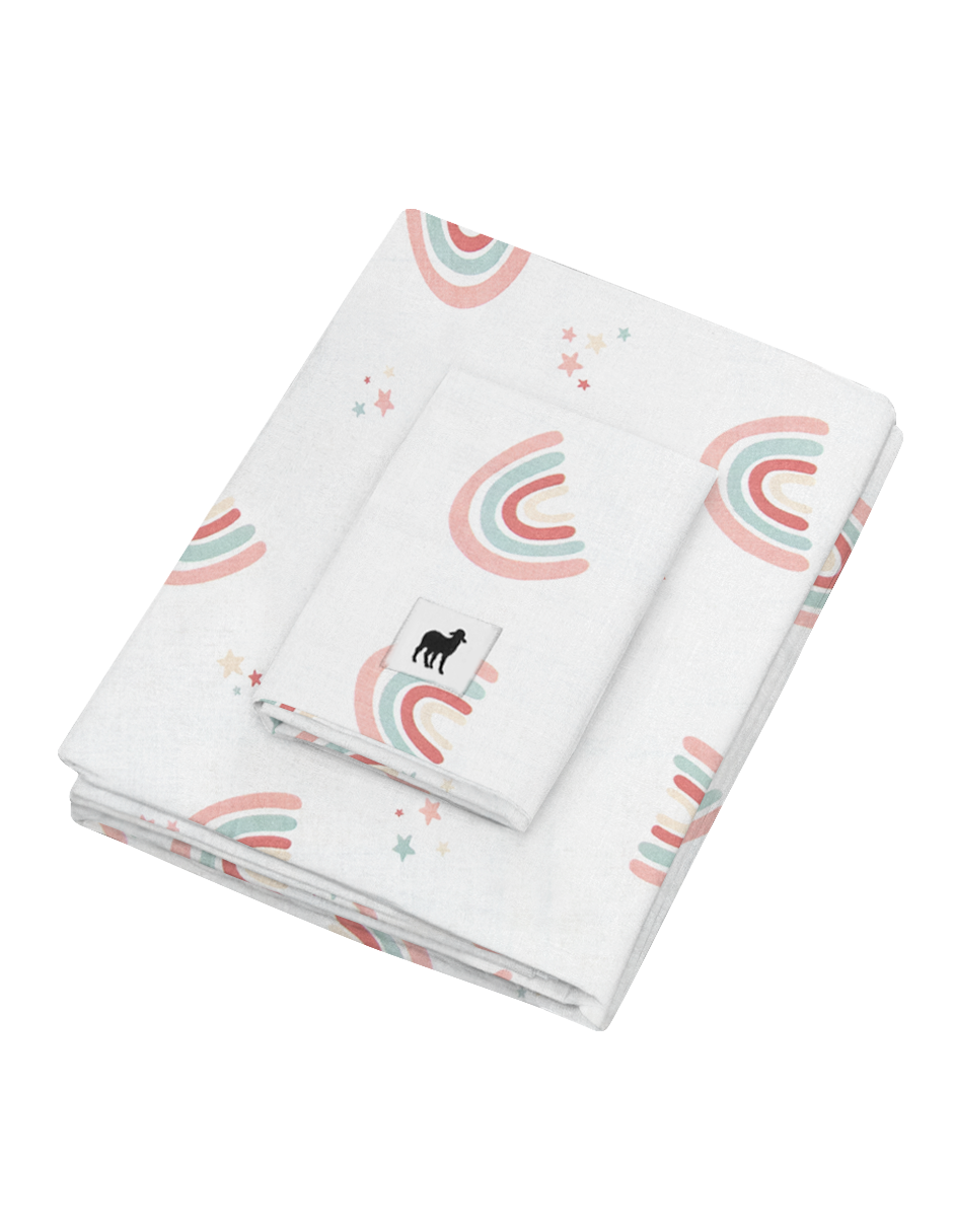 Juego de Sábanas de 3 Piezas para Colecho/Corral (74x110) - Arcoiris Love