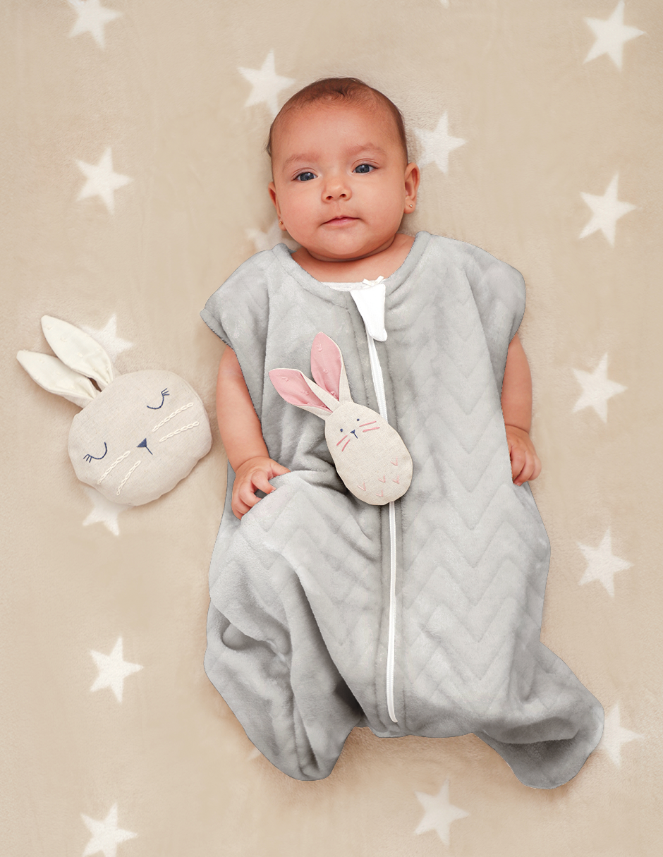 Saquito para Dormir Recién Nacido 0 a 6 Meses - Cerrado, sin Pies - Zig Zag Gris