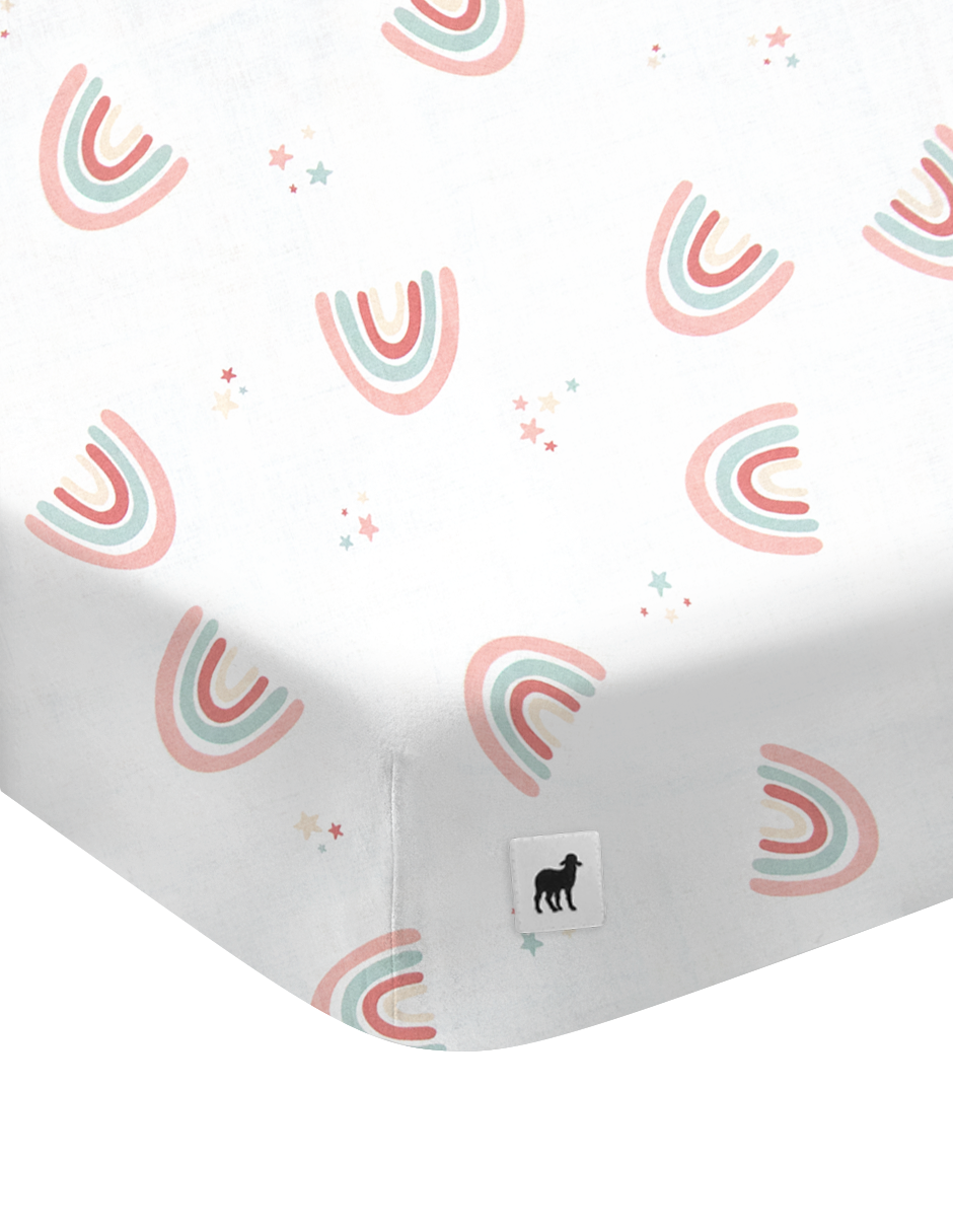 Set de 2 Sábanas de Cajón para Mini Colecho (50x90) - Arcoiris Love