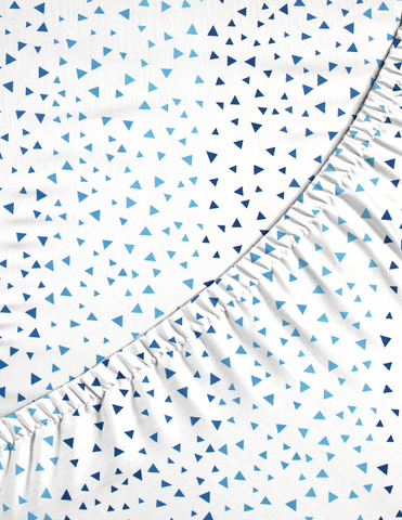 Sábana de Cajón para Mini Colecho (50x90) - Triangulitos Azules