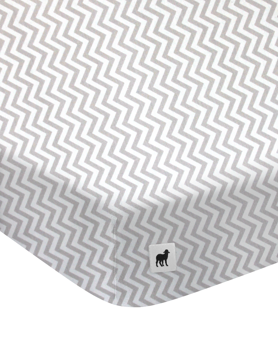 Juego de Sábanas de 3 Piezas para Colecho/Corral (74x110) - Chevron Gris