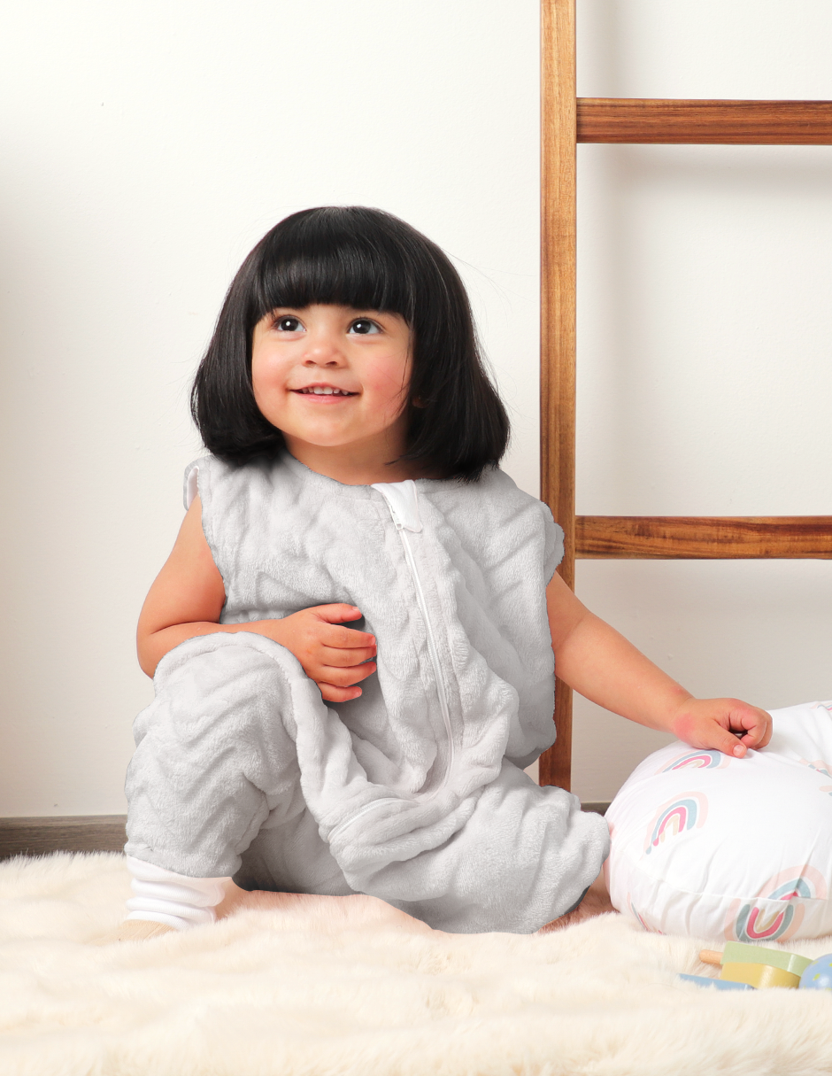 Saco de Dormir para Bebé con Abertura para Pies - Afelpado - Zig Zag Gris Perla