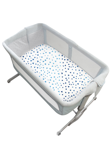 Sábana de Cajón para Mini Colecho (50x90) - Triangulitos Azules