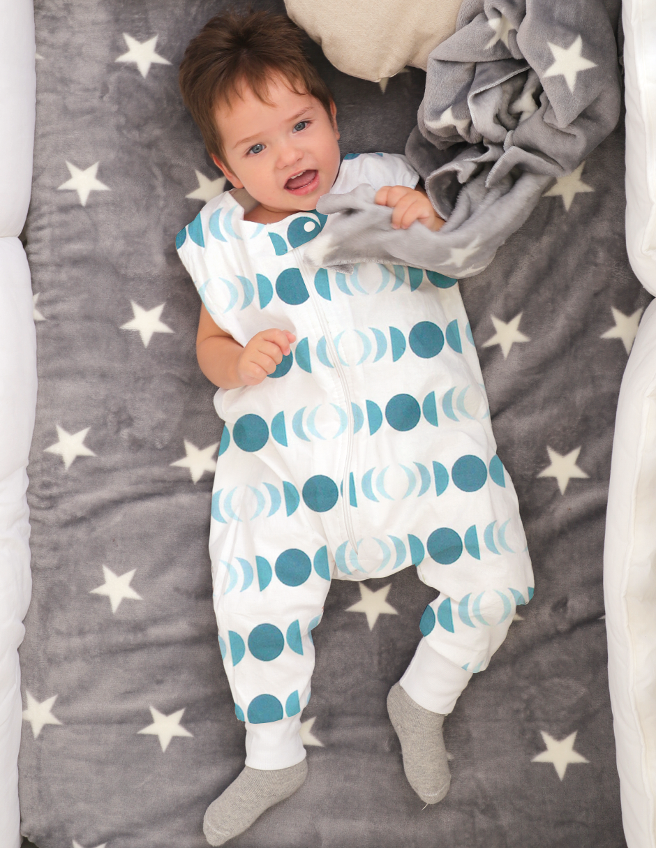 Saco de Dormir para Bebé con Abertura para Pies - 100% Algodón - Fases Lunares
