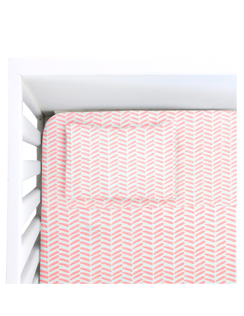 Juego de Sábanas para Cuna 3 piezas - Chevron Rosa