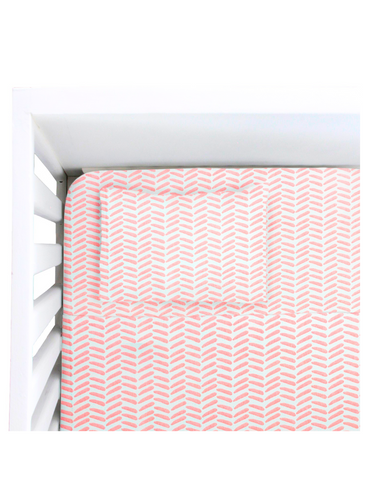 Juego de Sábanas para Cuna 3 piezas - Chevron Rosa