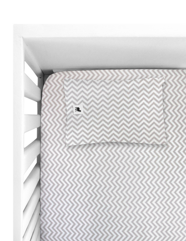 Juego de Sábanas de 3 Piezas para Colecho/Corral (74x110) - Chevron Gris