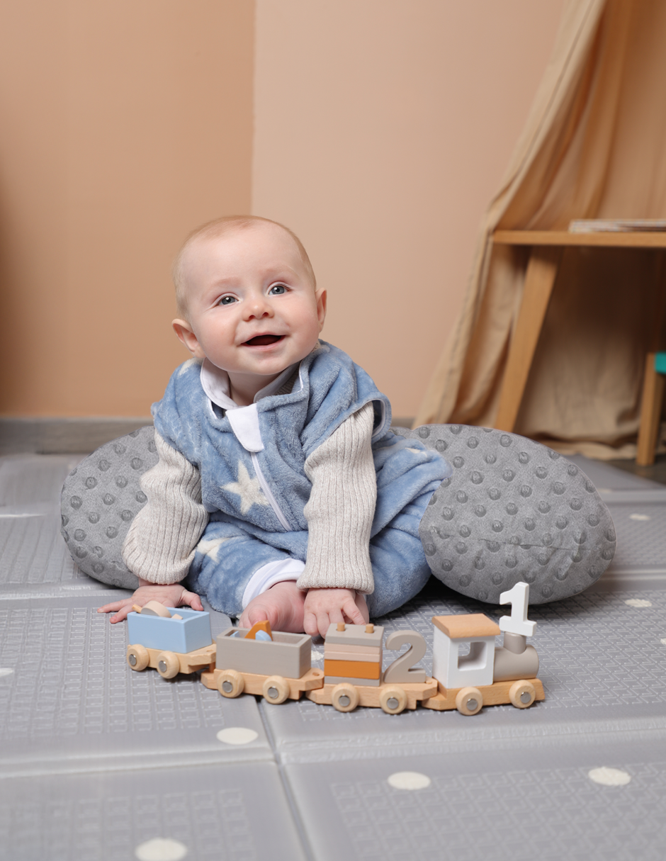 Cojín de Lactancia Súper Suave con Funda Afelpada, Sin Cierre - Gris