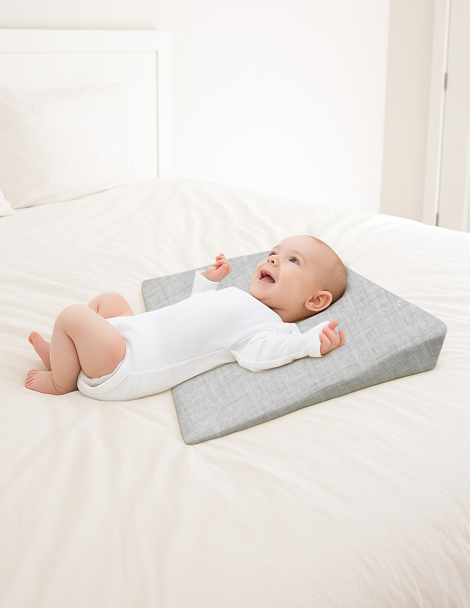 Cuña Antireflujo para Bebé con Funda de Algodón - Gris