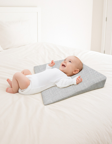 Cuña Antireflujo para Bebé con Funda de Algodón - Gris