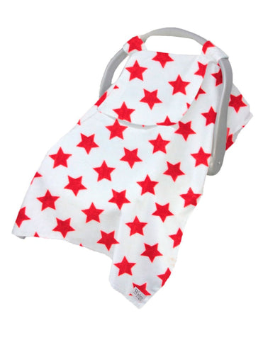 Cubre Portabebé  Súper Suave - Estrellas Rojo