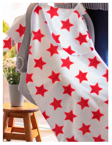 Cubre Portabebé  Súper Suave - Estrellas Rojo