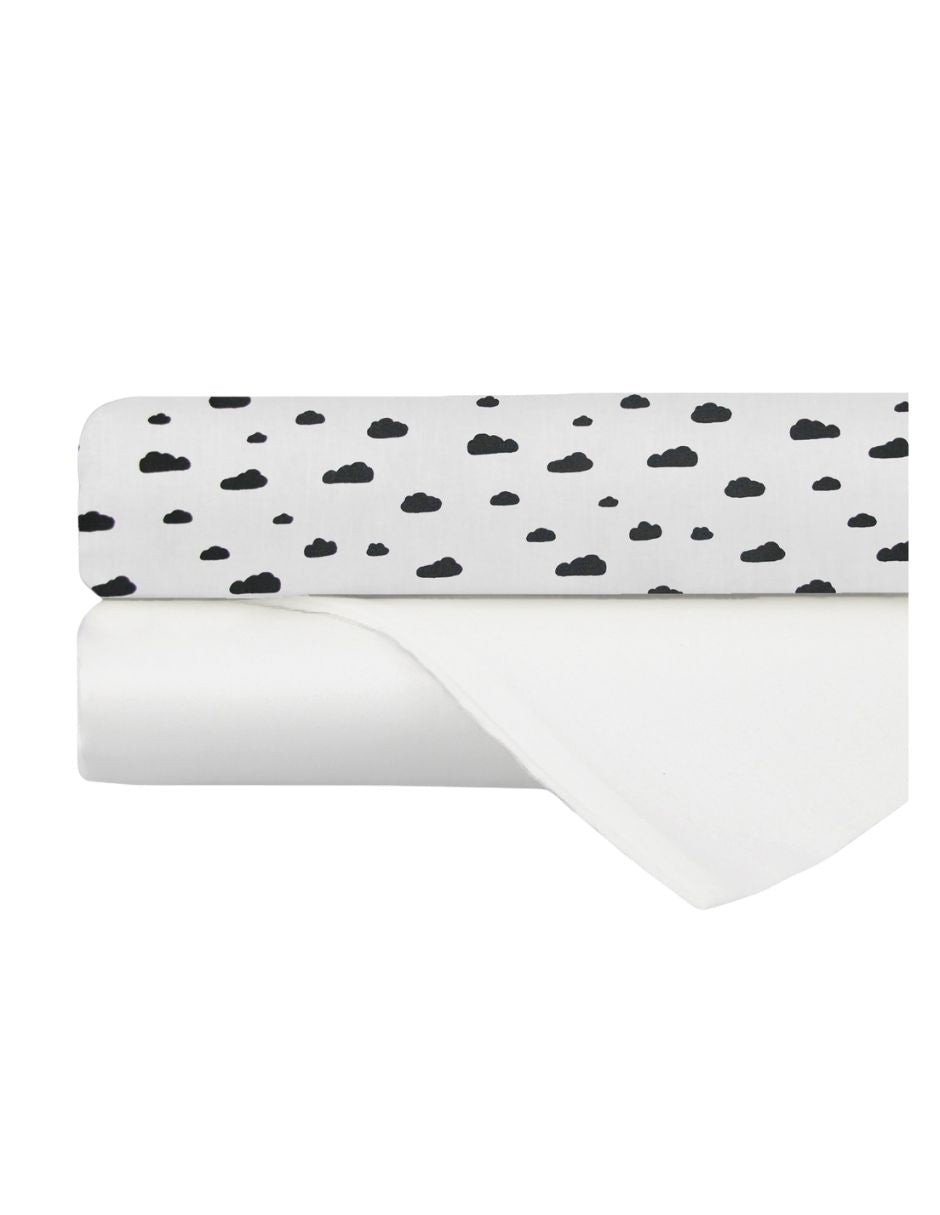 Set de 2 Sábanas de Cajón para Cuna Nubecitas - 100% Algodón