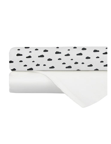 Set de 2 Sábanas de Cajón para Cuna Nubecitas - 100% Algodón
