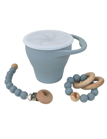 Set de Morderdera, Portachupón y Contenedor para Snacks - Azul