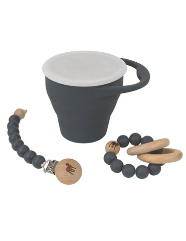 Set de Morderdera, Portachupón y Contenedor para Snacks - Gris Óscuro