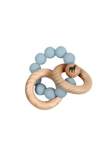 Mordedera de Silicón con Madera para Bebé - Azul