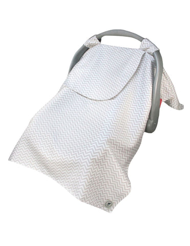Cubre Portabebé Chevron Gris / Blanco