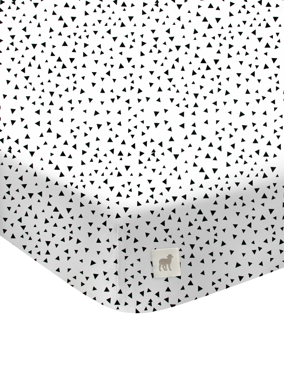 Juego para Mini Colecho y Moisés 50x90, 4 Piezas, 100% Algodón - Triángulitos Negros