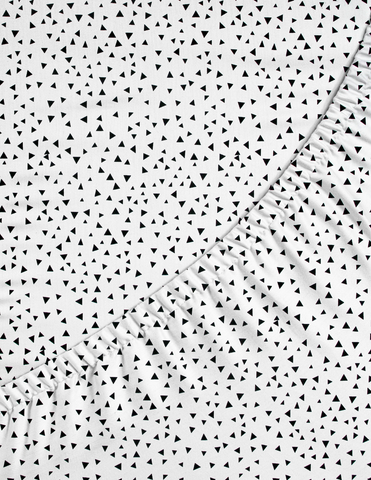 Juego para Mini Colecho y Moisés 50x90, 4 Piezas, 100% Algodón - Triángulitos Negros