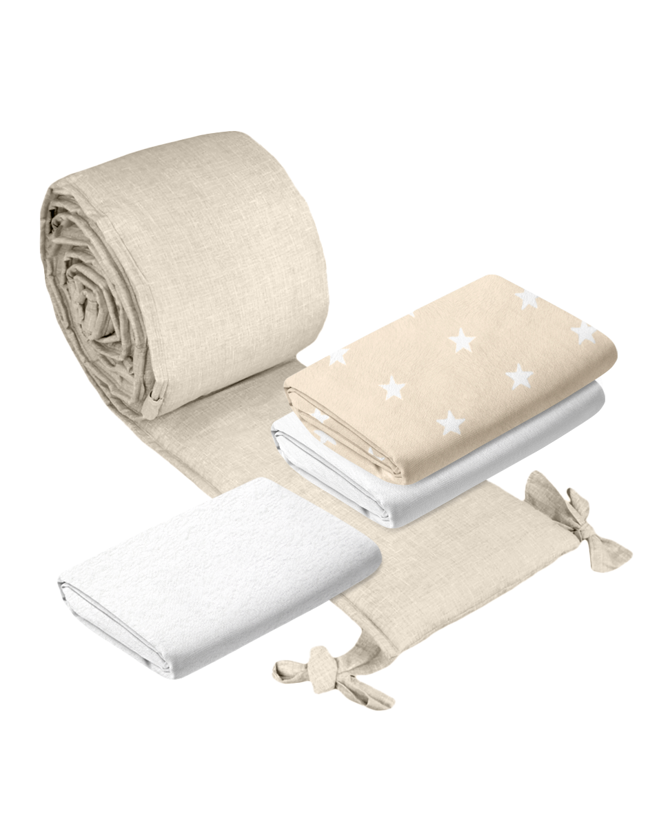 Juego para Cuna - 4 Piezas - Estrellas Beige