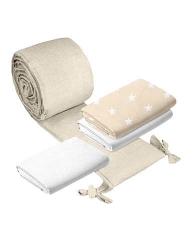 Juego para Cuna - 4 Piezas - Estrellas Beige