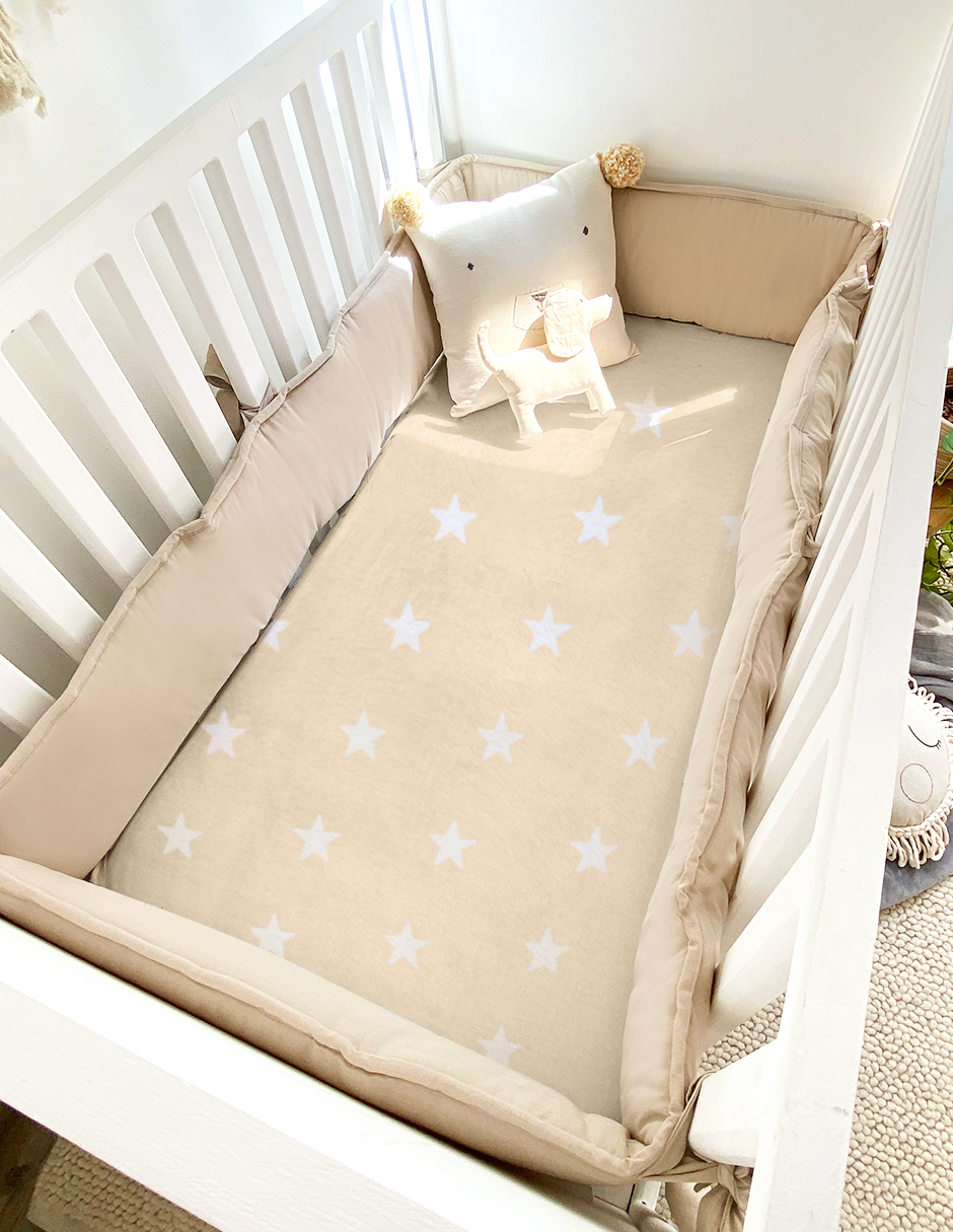 Juego para Cuna - 4 Piezas - Estrellas Beige