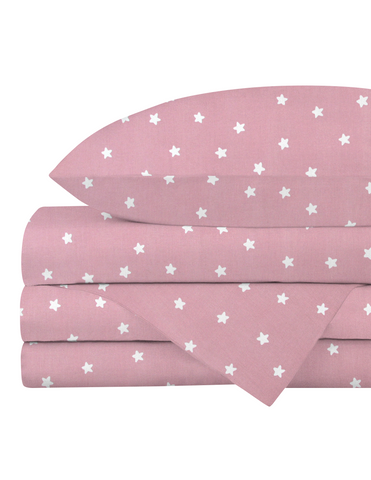 Juego de Sábanas para Cama Cuna 95x140, 3 Piezas de 100% Algodón - Estrellas Vino