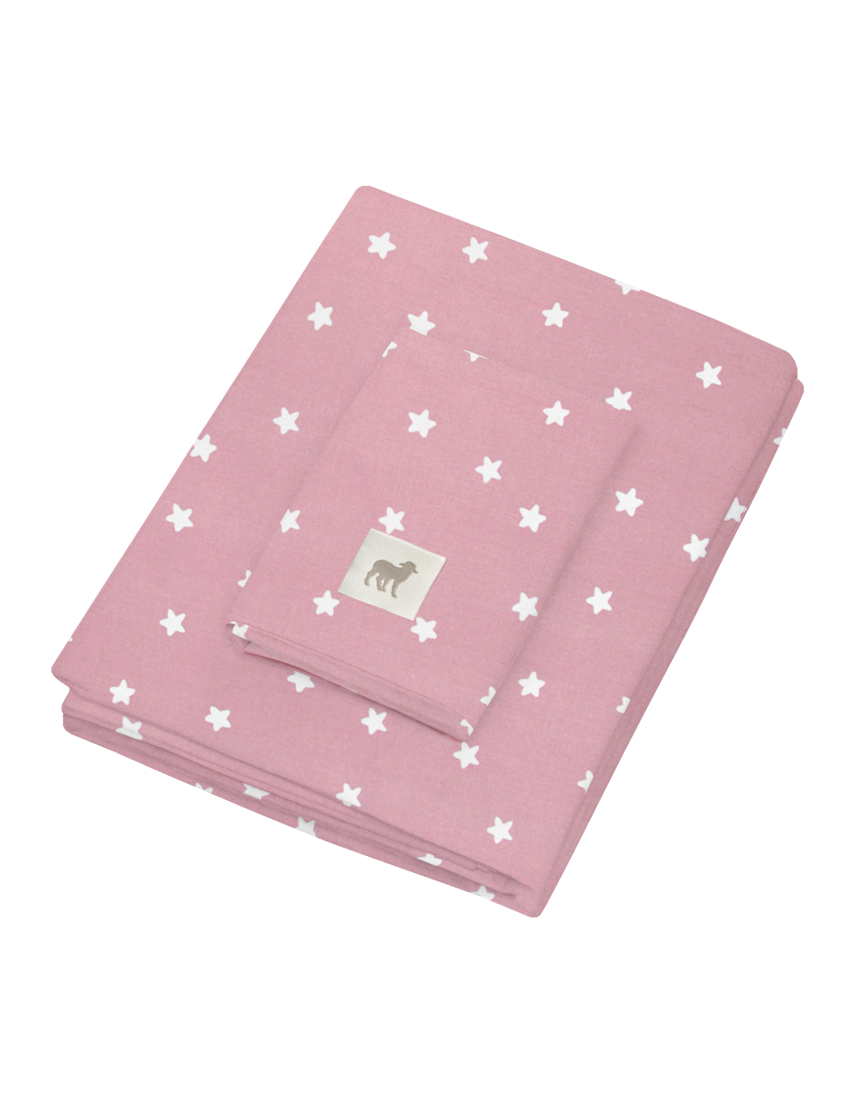 Juego de Sábanas para Cama Cuna 95x140, 3 Piezas de 100% Algodón - Estrellas Vino