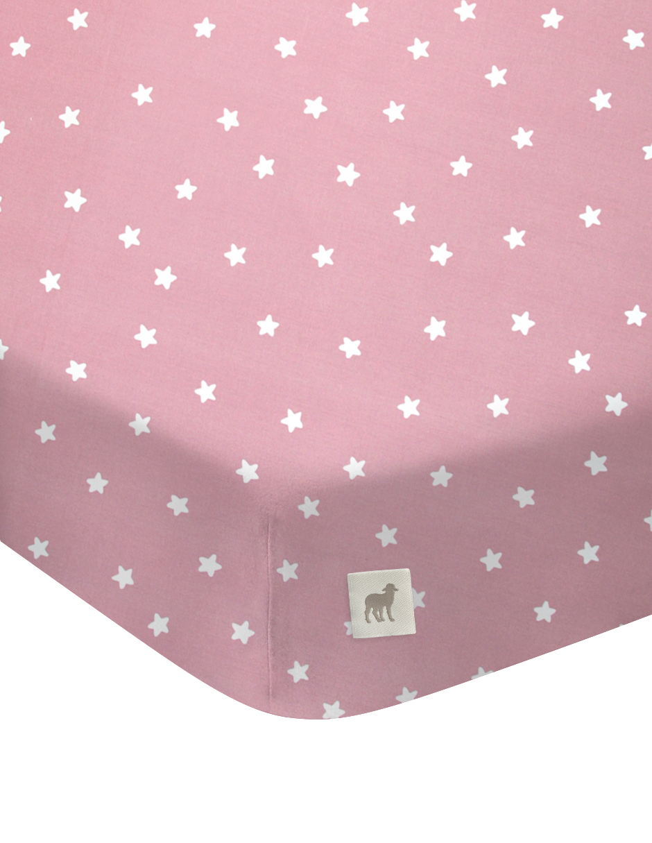 Juego de Sábanas para Cama Cuna 95x140, 3 Piezas de 100% Algodón - Estrellas Vino