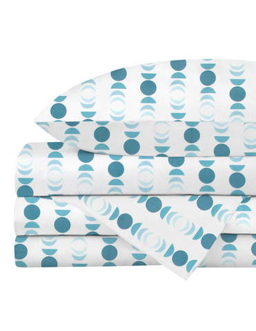 Juego de Sábanas para Cama Cuna 95x140, 3 Piezas de 100% Algodón - Fases Lunares