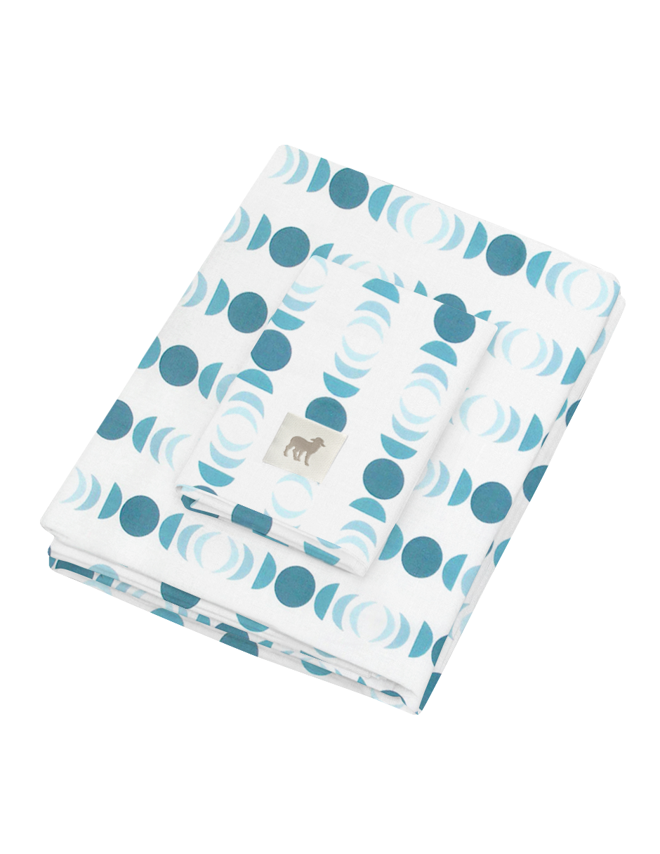 Juego de Sábanas para Cama Cuna 95x140, 3 Piezas de 100% Algodón - Fases Lunares