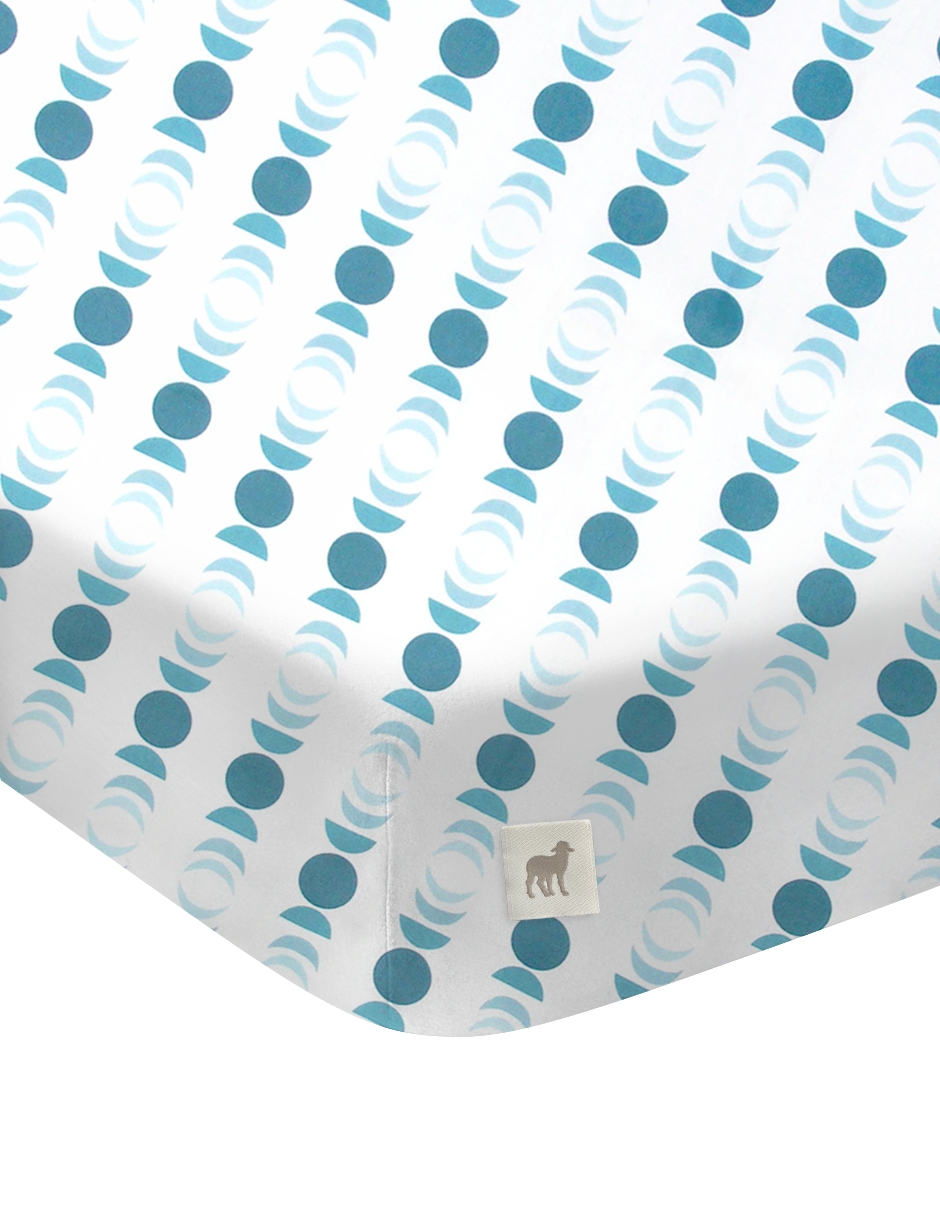Juego de Sábanas para Cama Cuna 95x140, 3 Piezas de 100% Algodón - Fases Lunares