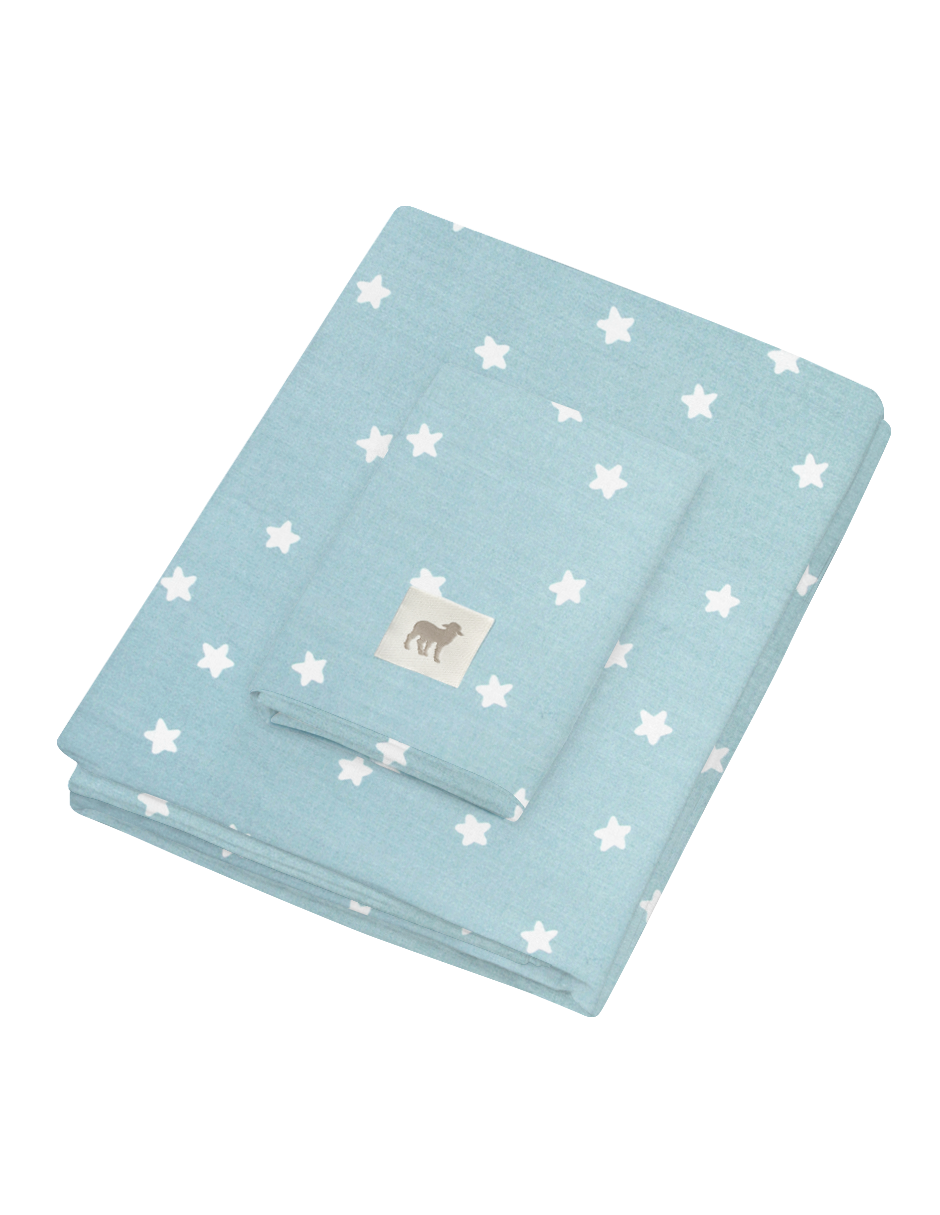 Juego de Sábanas para Cama Cuna 95x140, 3 Piezas de 100% Algodón - Estrellitas Azules