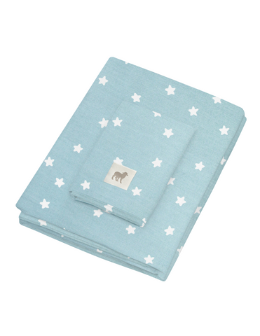 Juego de Sábanas para Cama Cuna 95x140, 3 Piezas de 100% Algodón - Estrellitas Azules