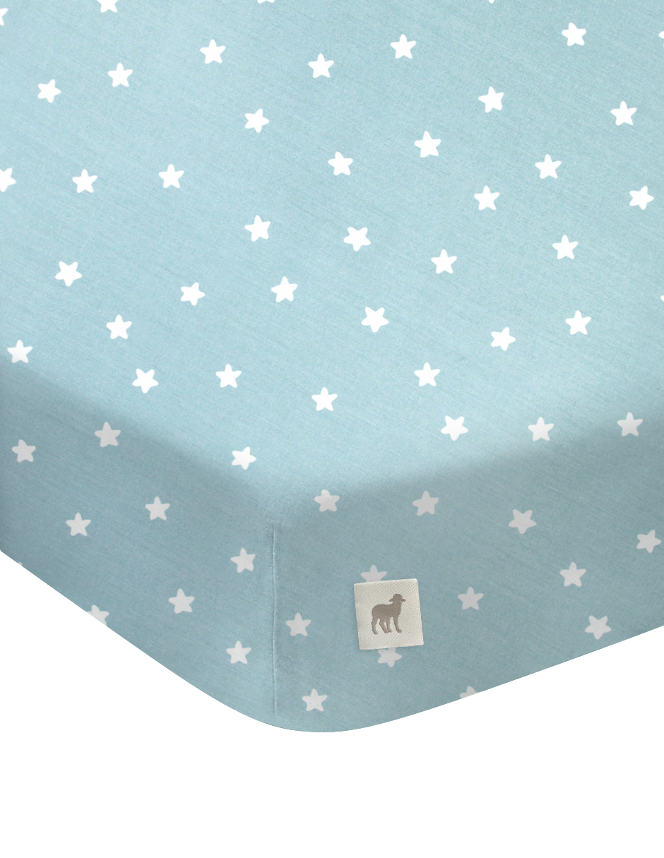 Juego de Sábanas para Cama Cuna 95x140, 3 Piezas de 100% Algodón - Estrellitas Azules