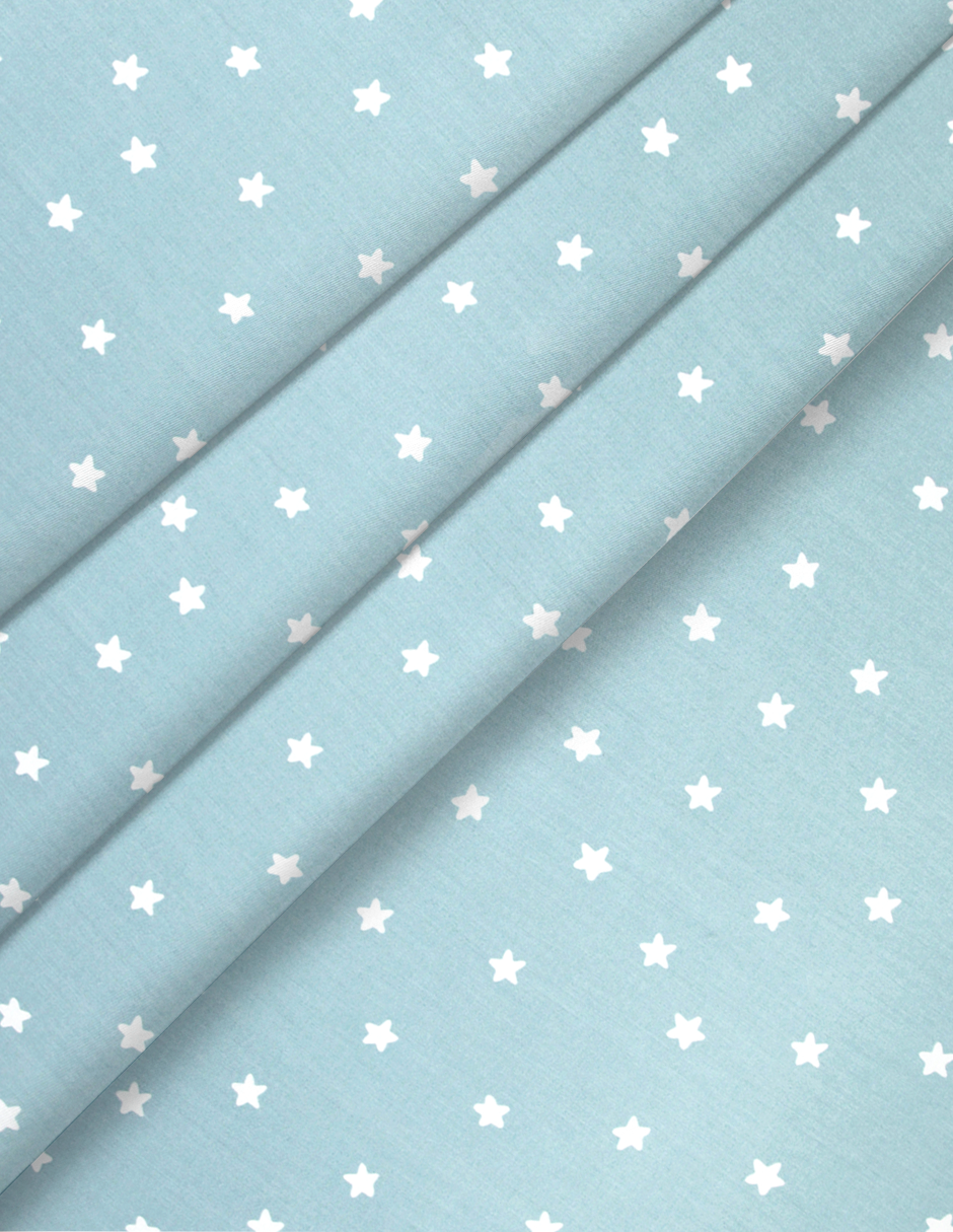 Juego de Sábanas para Cama Cuna 95x140, 3 Piezas de 100% Algodón - Estrellitas Azules