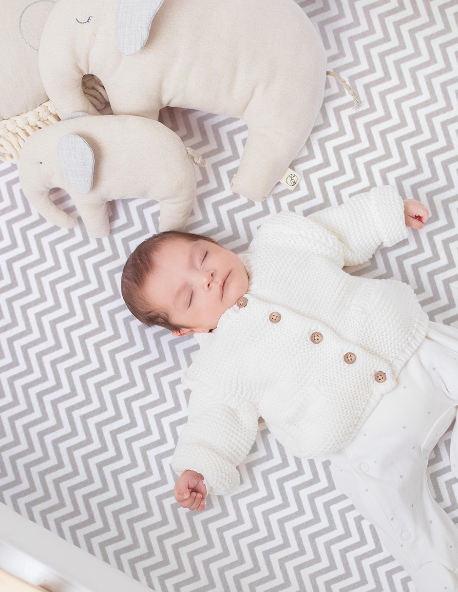 Juego de Sábanas de 3 piezas para Cama Cuna Chevron Gris