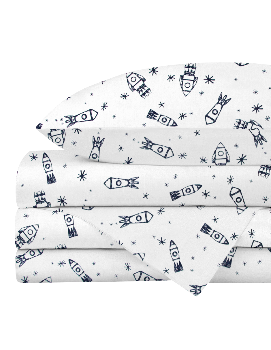 Juego de Sábanas para Mini Colecho (50x90) - Cohetes