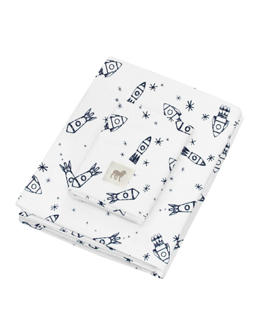 Juego de Sábanas para Mini Colecho (50x90) - Cohetes