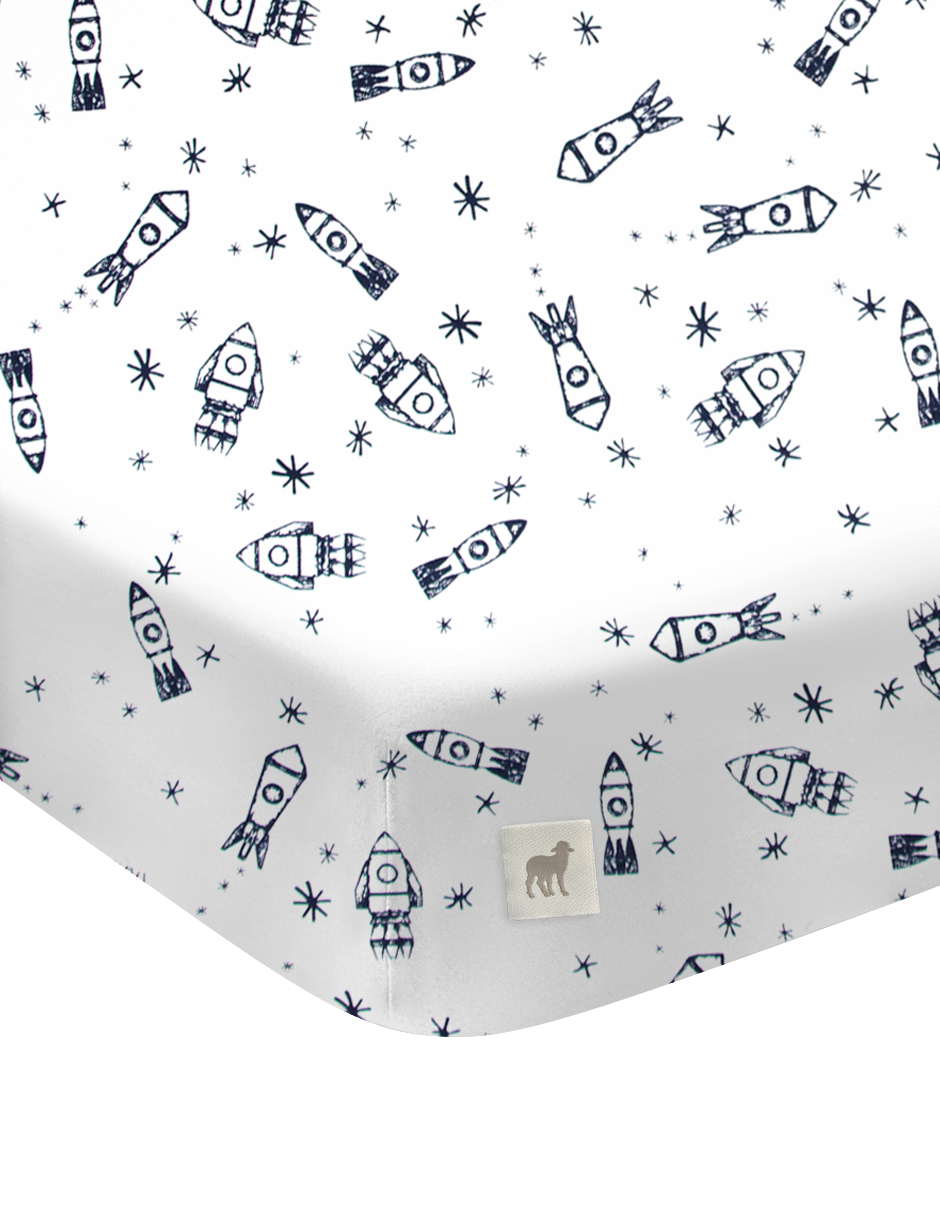 Juego de Sábanas para Mini Colecho (50x90) - Cohetes